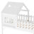 Twin Size House Loft Bed with Slide, Star & Moon Playhouse, LED Lights, Window, Pine Wood, No Box Spring,White-852544185-852544187