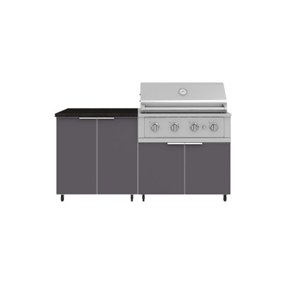 Ensemble d'armoires d'extérieur en aluminium 4 pièces avec gril performance 36 po - propane liquide et comptoir en pierre d'ingénierie noire nano 32 po