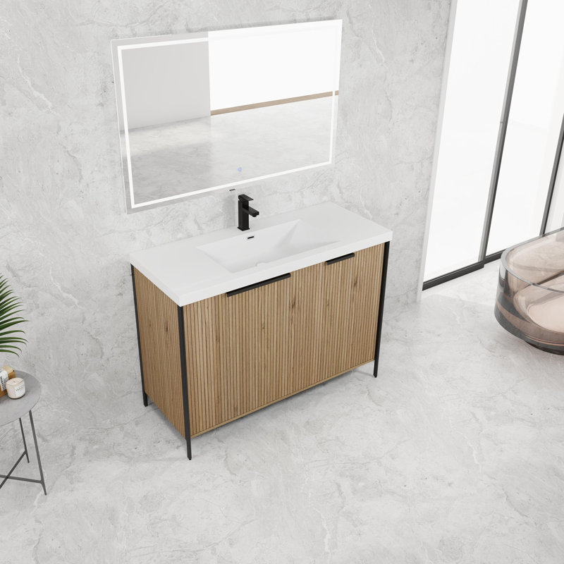 Meuble-lavabo autoportant avec lavabo en résine