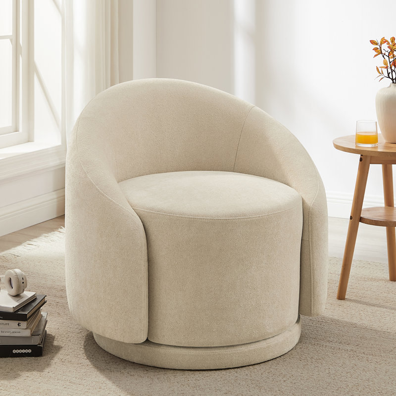 Fauteuil d'appoint tonneau pivotant Pierre, Crème