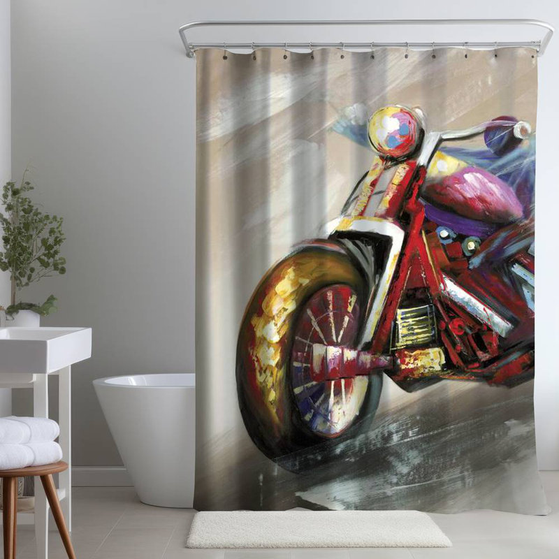 Shower Curtain TR10 – Polyester Shower Curtain, Dye Sublimation Print, 71" W × 74" L