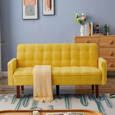 Linen Square Arm Sleeper Sofa Bed