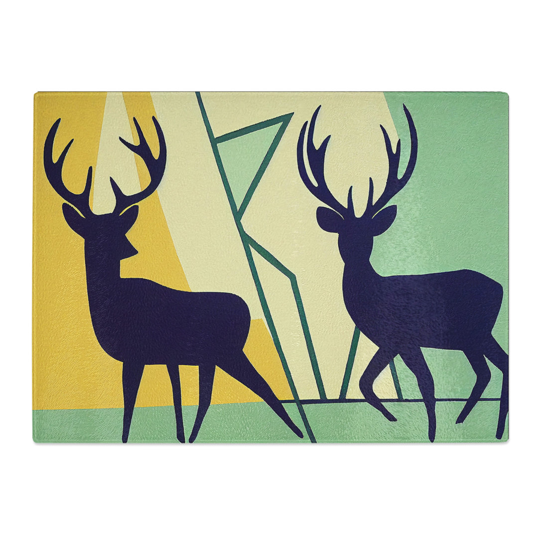 Masterful Stags Abstract  Glass Chopping Board