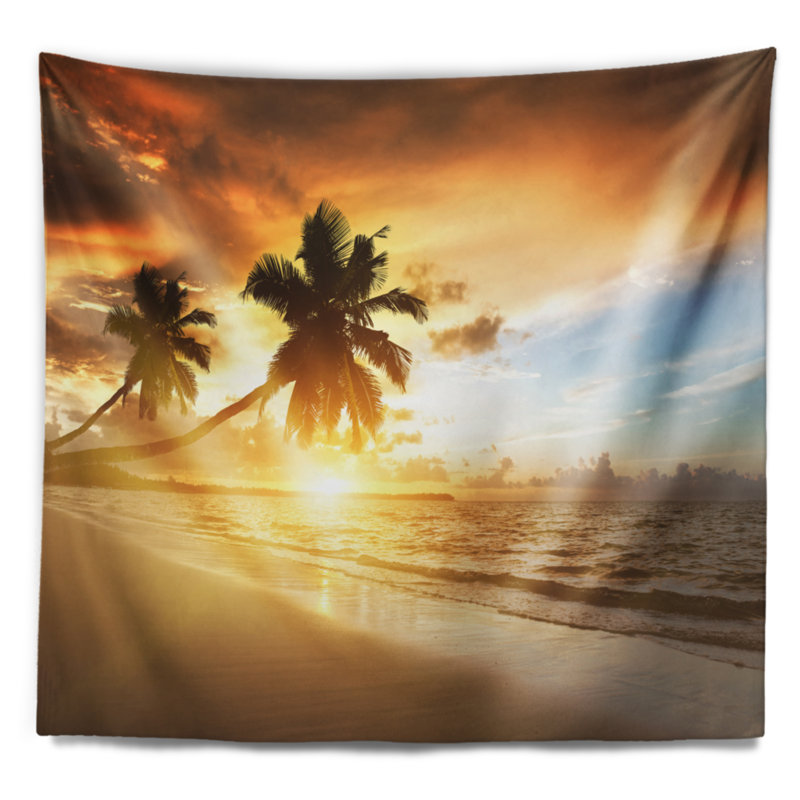 Tapisserie coucher de soleil seascape caraïbes mer, H 78 po x l 92 po