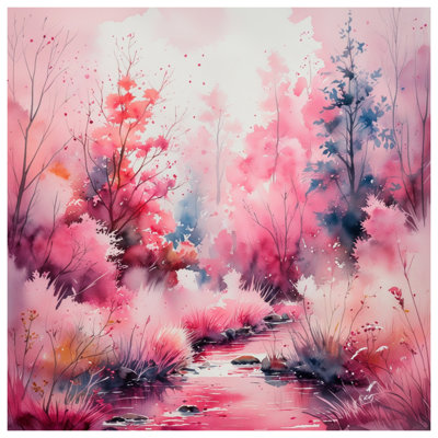 Couvertures aquarelle forêt rose