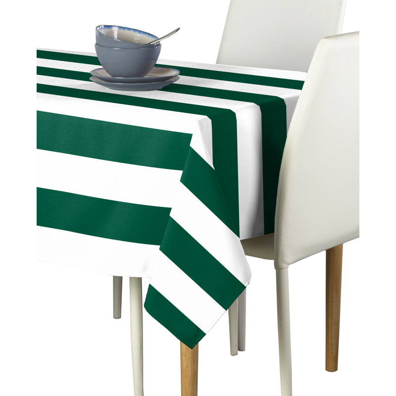 Milliken Signature Cotton Striped Tablecloth Rectangular Ervin Stripe, Forest, 84" L x 60" W