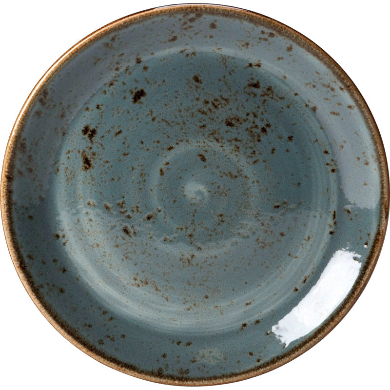 Assiette coupée bleu craquelé, Bleu/brun