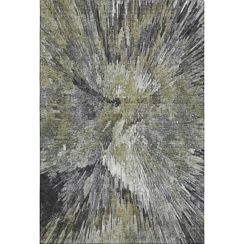 Premium Machine Washable Mayfield AMF2283 Abstract Rug, Fern, 10' x 14'