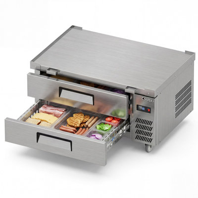 Coolski 48 po. 3,45 pi³ Réfrigérateur commercial à 2 tiroirs en acier inoxydable