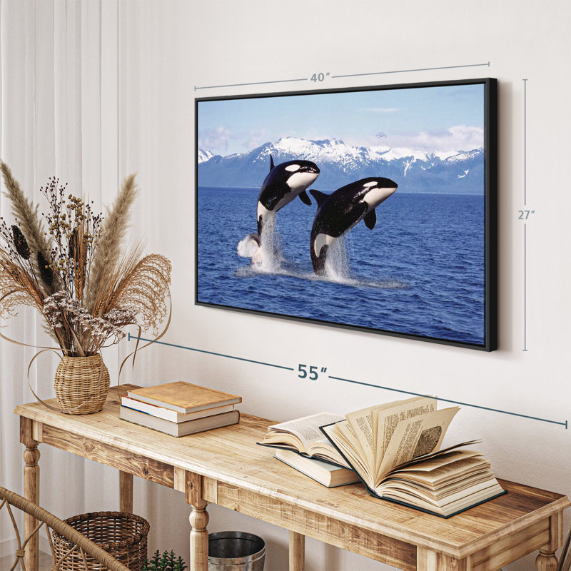 " Jumping Couple Orcas Wall Art ", 27" H x 40" W