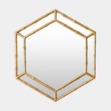 Bamboo Hexagon Mirror-Gold Leaf-Tall