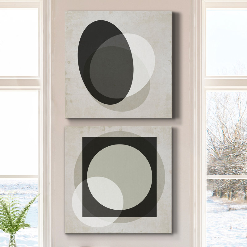 Moderniste Neutre I - ensemble de 2 impressions sur toile, H 16 po x l 32 po x P 1 po, Toile tendue