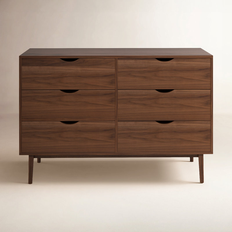 Indra 47.25'' W 6 - Drawer Dresser, Walnut