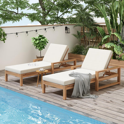 Glisten Reclining Chaise with Cushions,Outdoor Chaise Lounge Set (Set of 2)