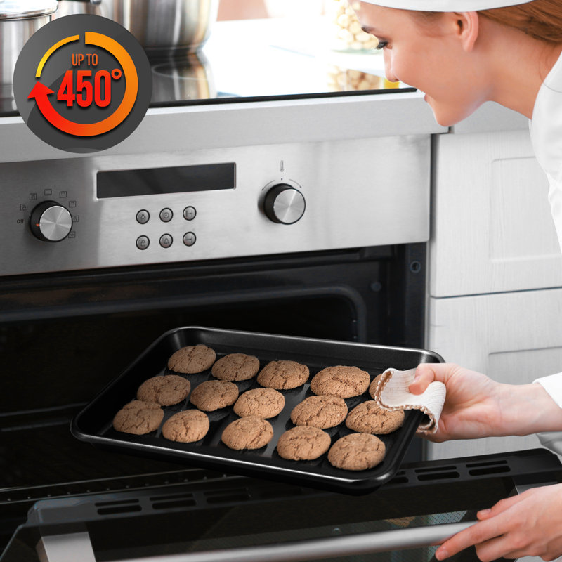 Ensemble de plats de cuisson antiadhésifs en acier 2 pièces NutriChef, Noir