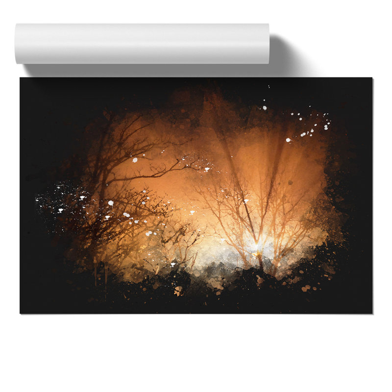 Sun Rays Through The Trees - No Frame Print, 21cm H x 30cm W x 0.1cm D