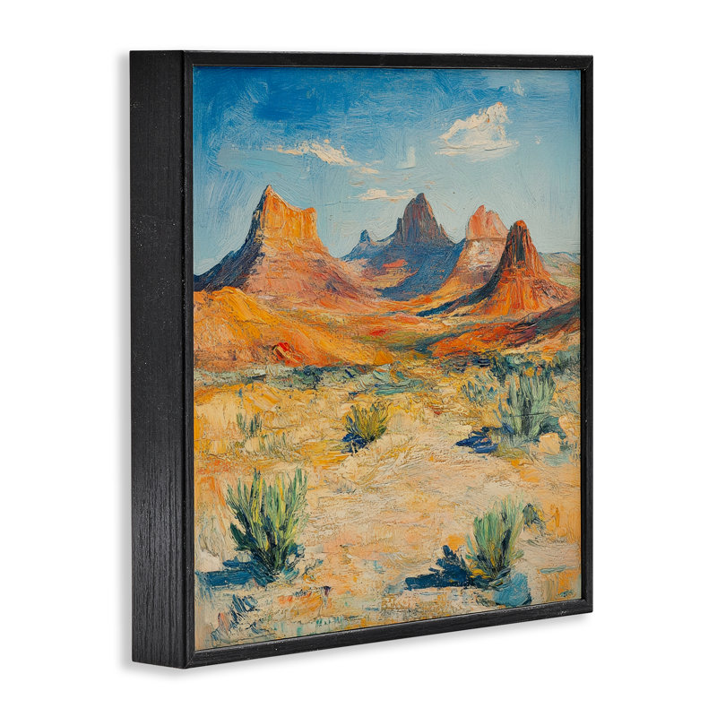 Montagnes du désert, estampe numérique, conception de Petal Prints Design, H 24 po x l 24 po, Giclée encadrée noir minuit