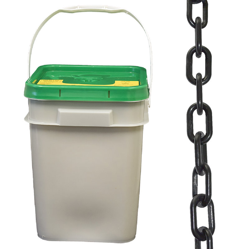 Chaîne de sécurité en plastique dans un seau, Noir, H 1,1 po x l 4200 po x P 0,15 po