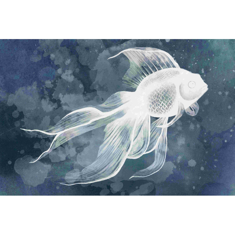 " Indigo Fish II " by Grace Popp Painting Print, 24" H x 36" W  