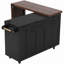 Chariot pour îlot de cuisine en bois aggloméré 102,3 po avec armoire de rangement pour poubelles et étagère à épices coulissante à 3 niveaux - noir-129894111