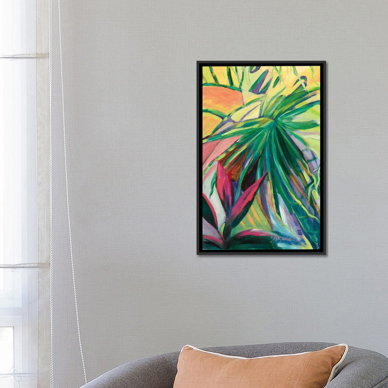 « jardin abstracto i », impression sur toile, H 26 po x l 18 po x P 1,5 po, Toile avec cadre noir, Pas de tapis