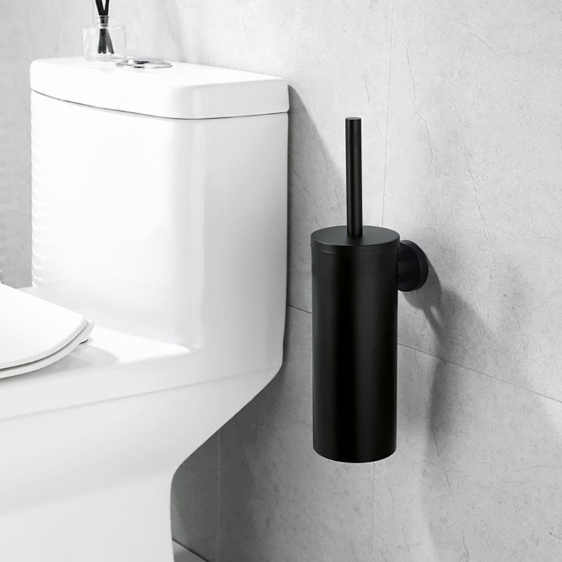 Porte-brosse de toilette en acier inoxydable 14 po, Noir mat