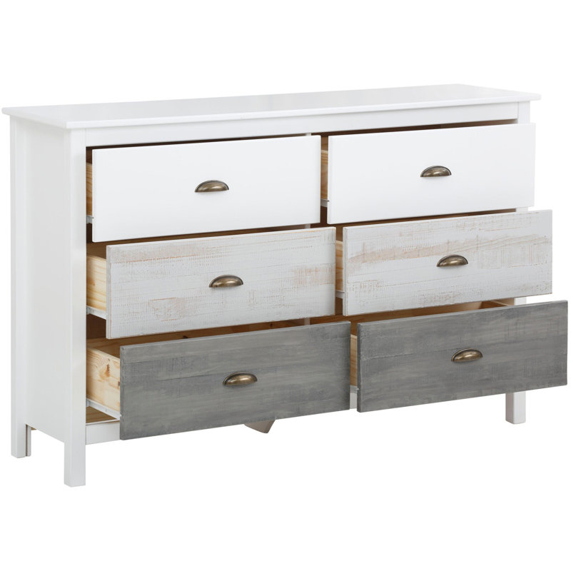 Geoghegan Solid Wood 125cm W 6 - Drawer Chest of Drawers