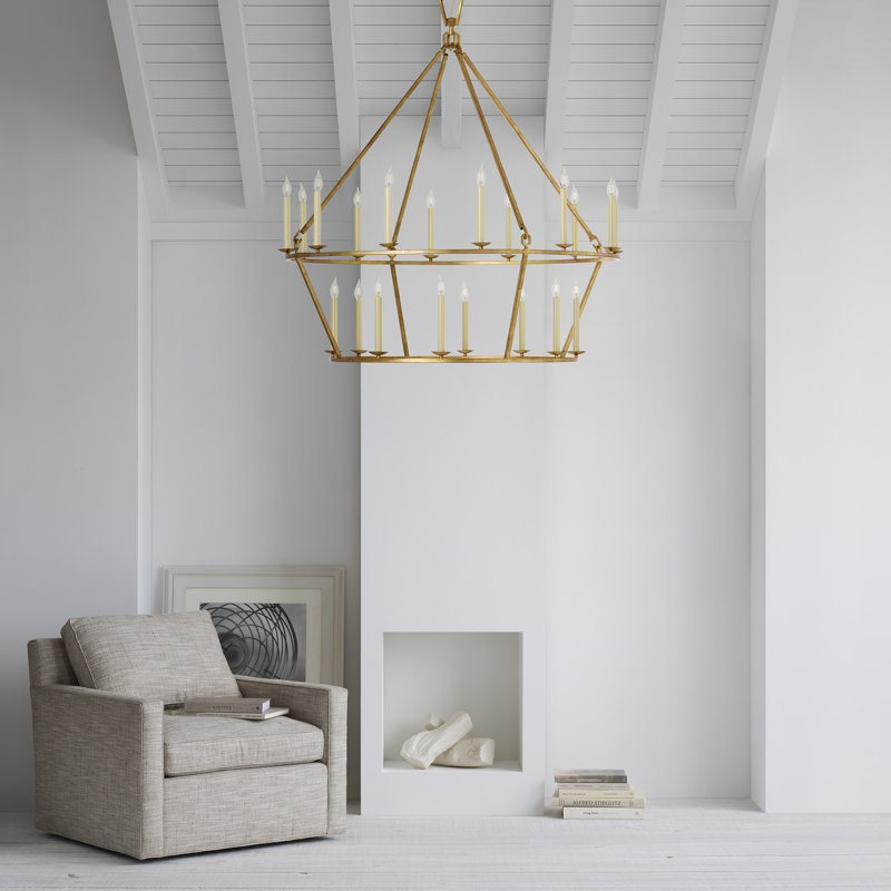 Chapman & Myers Darlana Two-Tier Chandelier, Aged Iron, 33" H x 30" W x 30" D