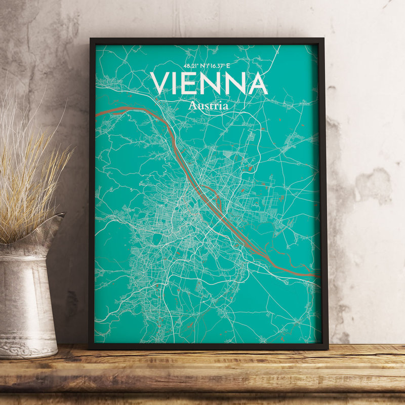 Vienna City Map - No Frame Print, 61cm H x 45.7cm W x 0.13cm D