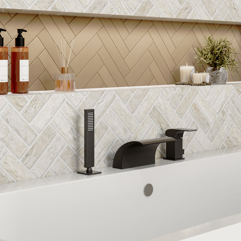 Doux Deck Tub Spout with Diverter, Black