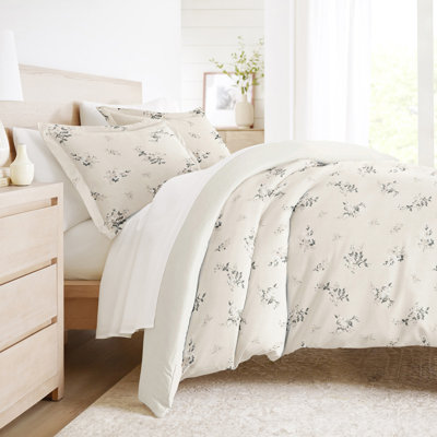 Ensemble de housse de couette en microfibre à motif de literie ultra douce à motif floral délicat