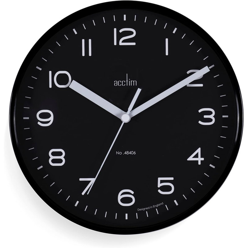 Acctim Runwell Small Wall Clock Quartz Slimline Case Raven 20cm