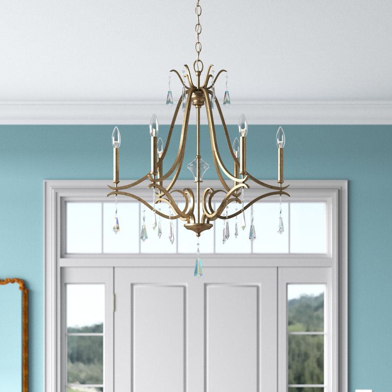 Willa Arlo Interiors Vogan Coal With Clear Chandelier, Gold