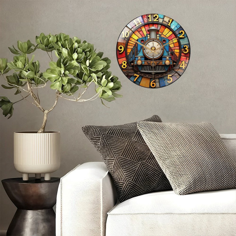 Horloge murale rétro en verre coloré 12 po