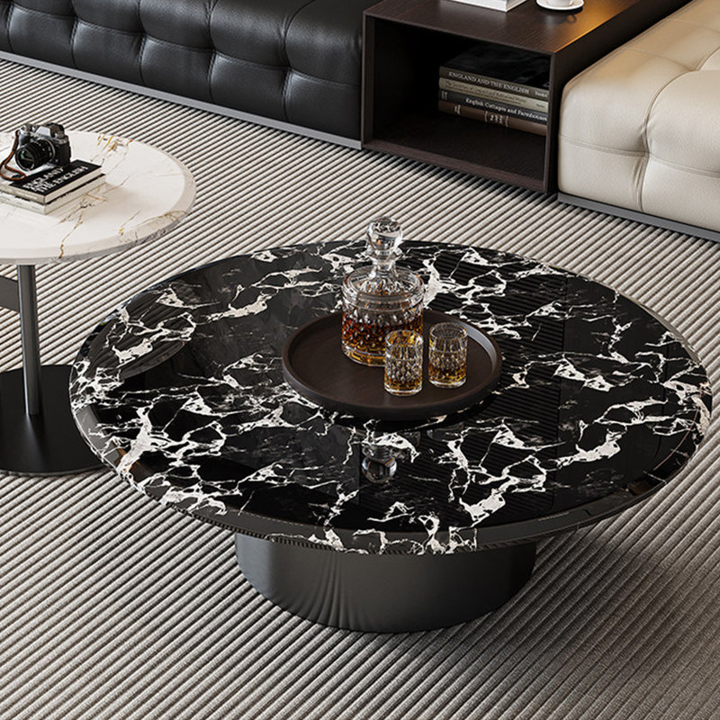 Table basse Modern, H 15,75 po x L 39,37 po x l 39,37 po, Blanc/Noir