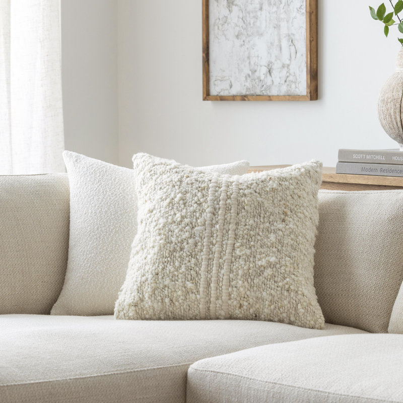 Neutral Sequined Throw Pillow, 22" x 22", Polyester/Polyfill