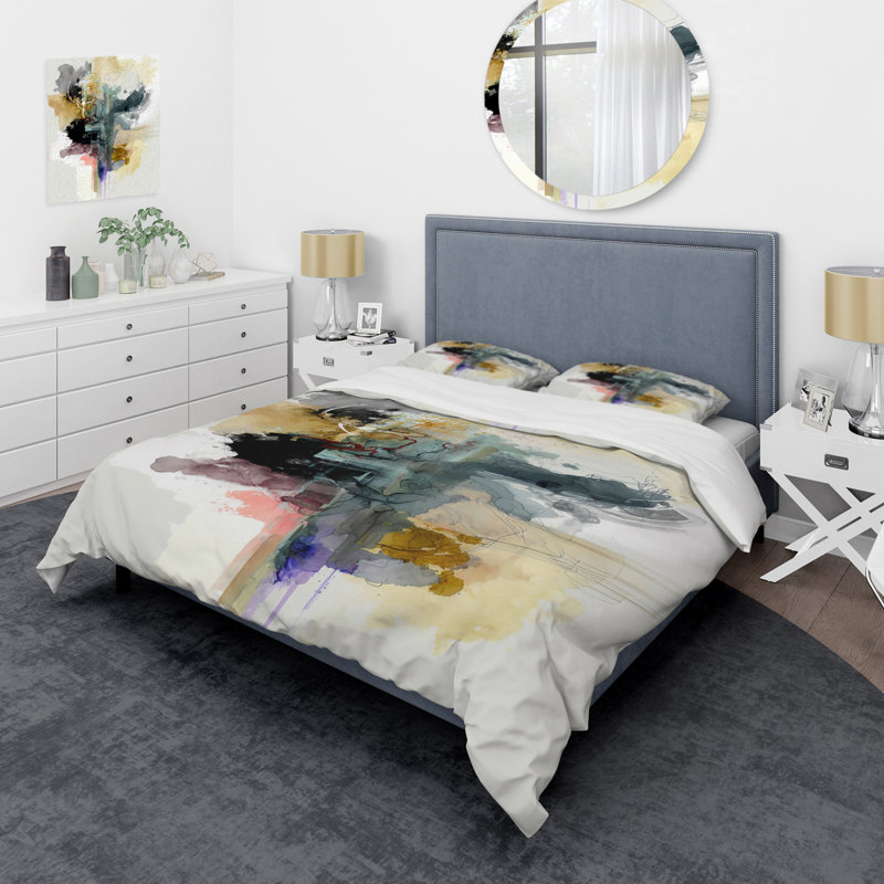 Ensemble de housse de couette en microfibre / polyester Alizarin, Housse de couette simple + 1 taie décorative stan