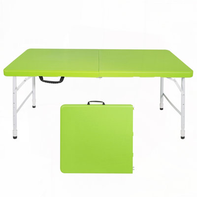 Table de pique-nique de patio avec plateau rectangulaire en plastique, structure en métal