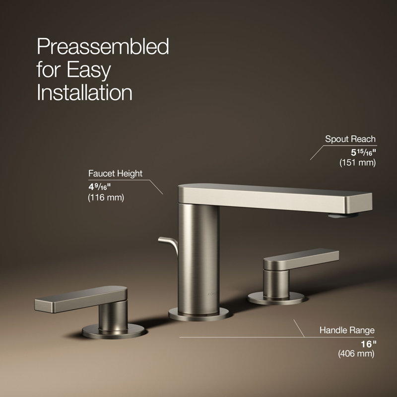 Composed Widespread Bathroom Faucet with Drain Assembly, Brushed Nickel