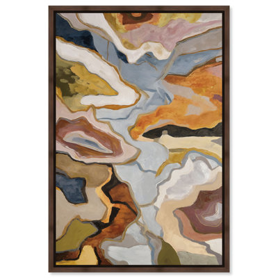 Agate Flow I Framed Canvas Print Living Room Wall Decor by Art Remedy, Walnut Frame, 24 x 36