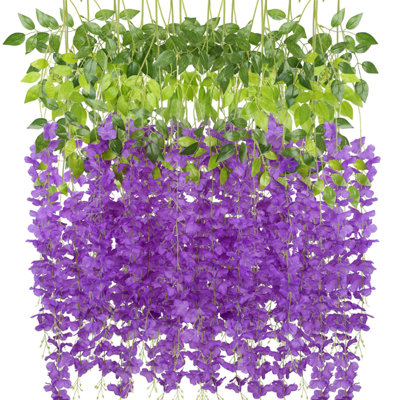 6 Pack Wisteria Hanging Flowers Bulk Artificial Wisteria Vine Ratta Hanging Garland Silk Flowers String Party Wedding Home Decor