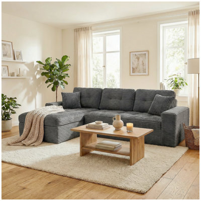 Ensemble de canapé modulaire Cloud, canapé modulaire de 105 po avec repose-pieds, mousse pure, velours en fausse fourrure de lapin, canapé de salon confortable bleu gris
