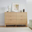 Commode cannelée à 6 tiroirs, commode en bois 49,6 po avec poignées en métal grande capacité-1376811369