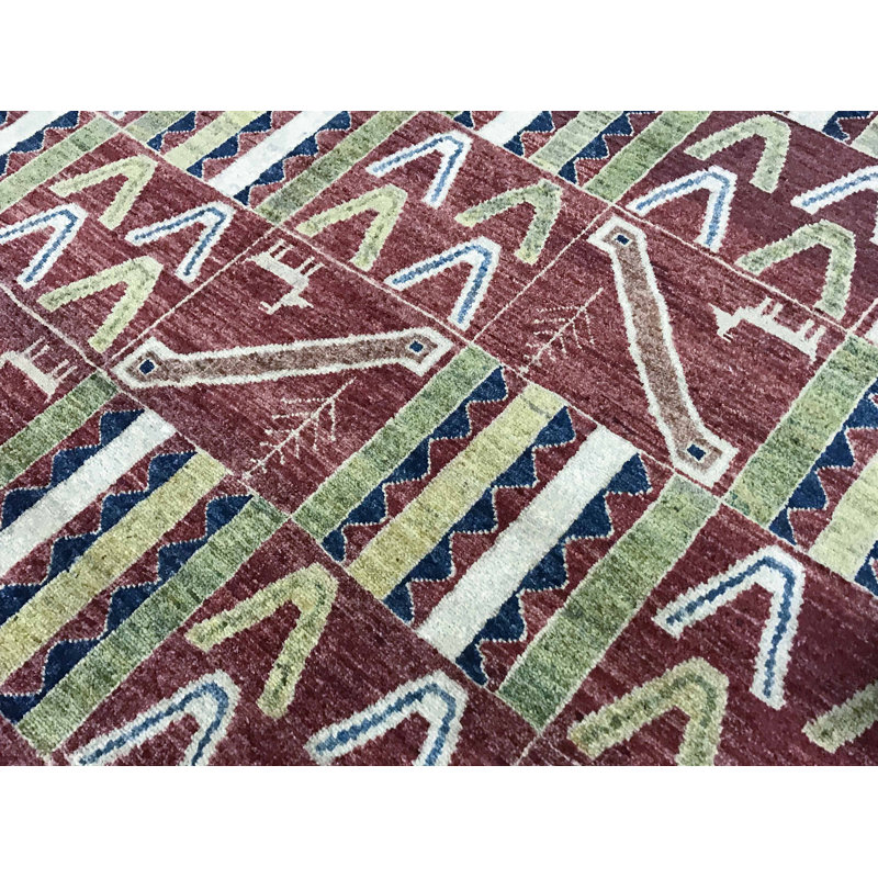 Hand-Knotted High-Quality Blue and Rust Area Rug