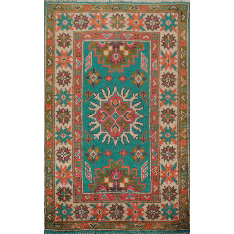 Tapis décoratif turquoise Kazak