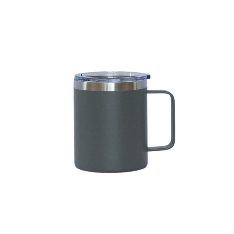 Tasse de voyage en acier inoxydable 12 oz avec poignée - bleu, Gris