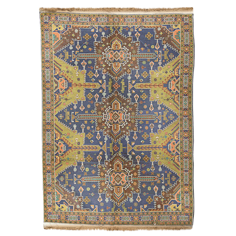 Hand Knotted Wool Area Rug in Multi