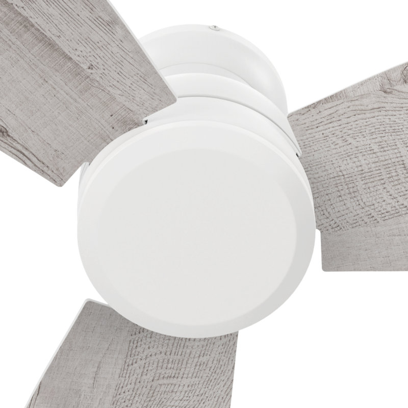 60"  3-Blade Flush Mounted White Ceiling Fan with Remote Control, without Light, White/Gray