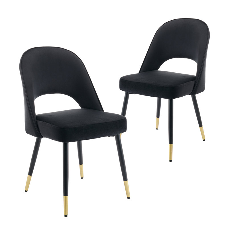 Volena 19.1'' H Velvet Upholstered Side Chair, Black