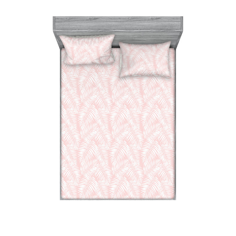 Microfiber Floral Sheet Set, King Sheet Set with 2 Pillowcases, Rose